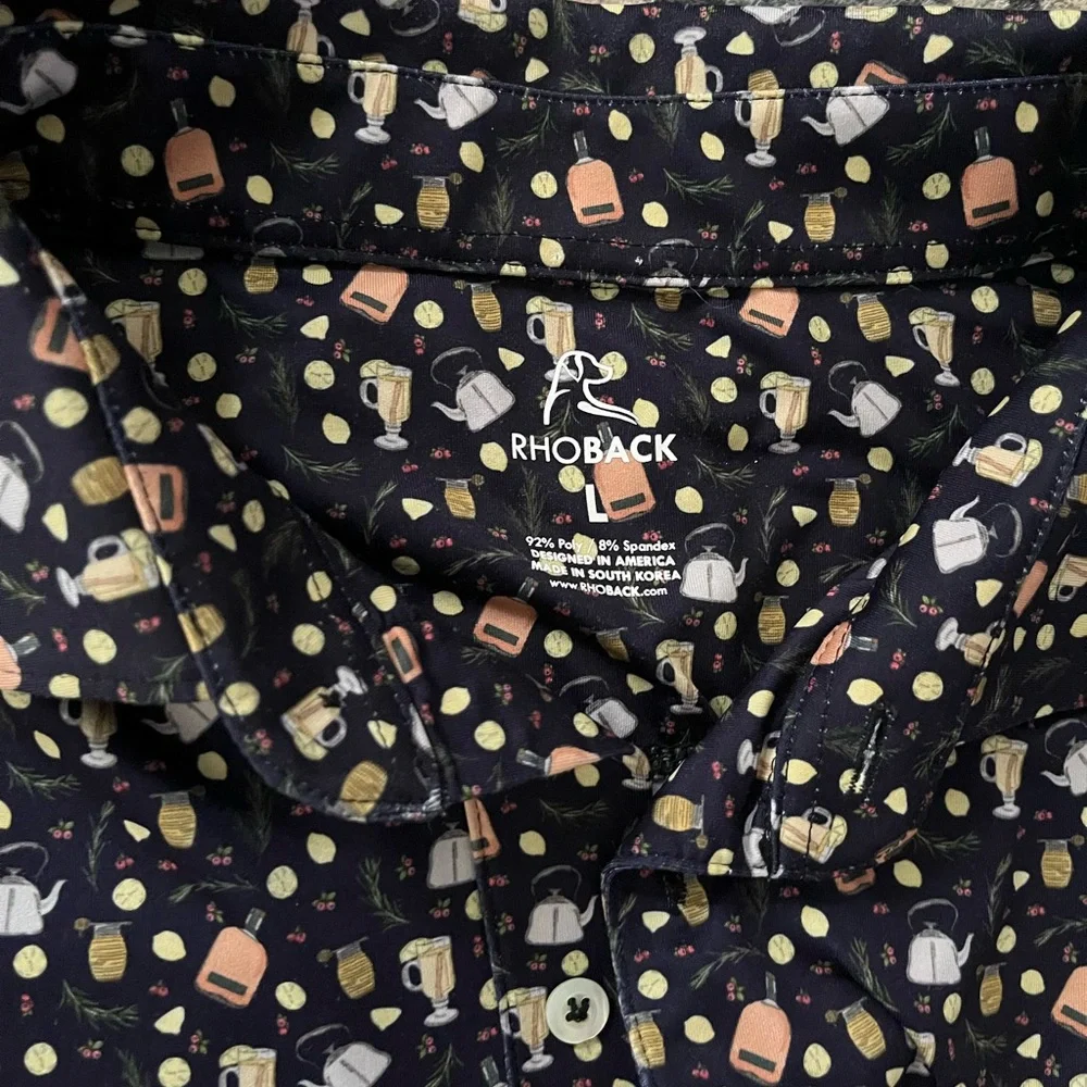 Rhoback golf polo lemons, honey, cocktails, whiskey bottle, & lemons 🍋🍯🥃 - Picture 2 of 3